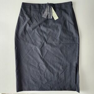 BANANA REPUBLIC Black Pencil Skirt Womens 6 Wool Blend Preppy Work Side Slit NEW